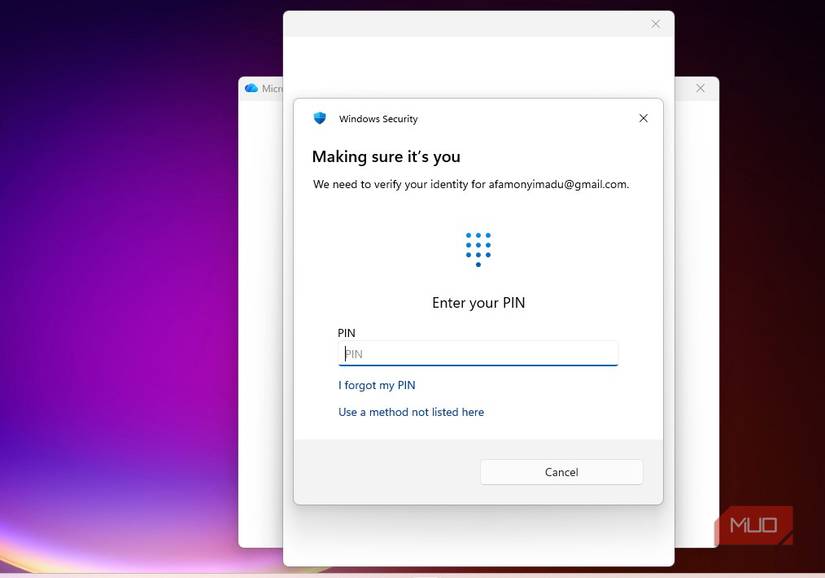 Using PIN to unlock the personal vault