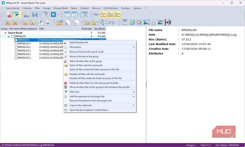 Verifyiing filename and source in AllDup