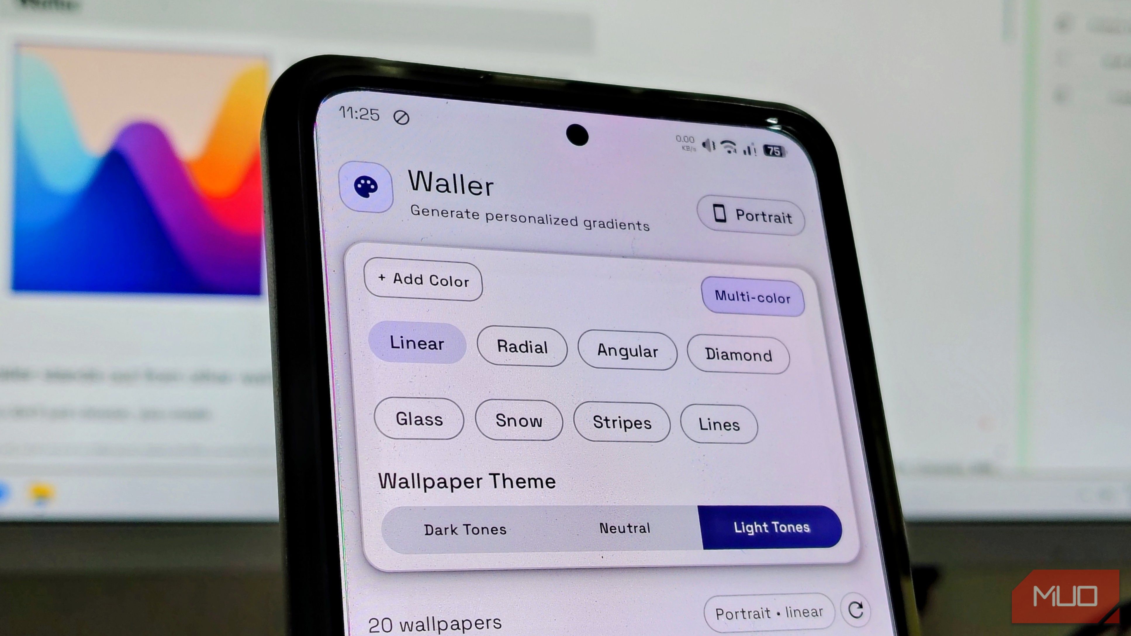 Waller app home page on Android.