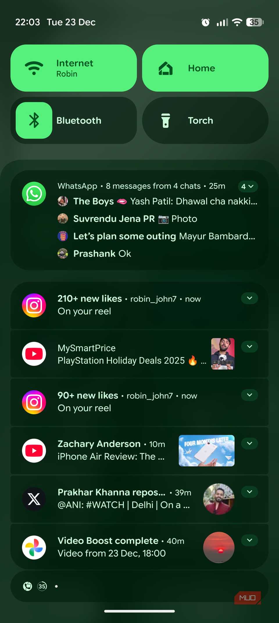 Configuraciones rápidas y notificaciones agrupadas en Google Pixel 10 Pro