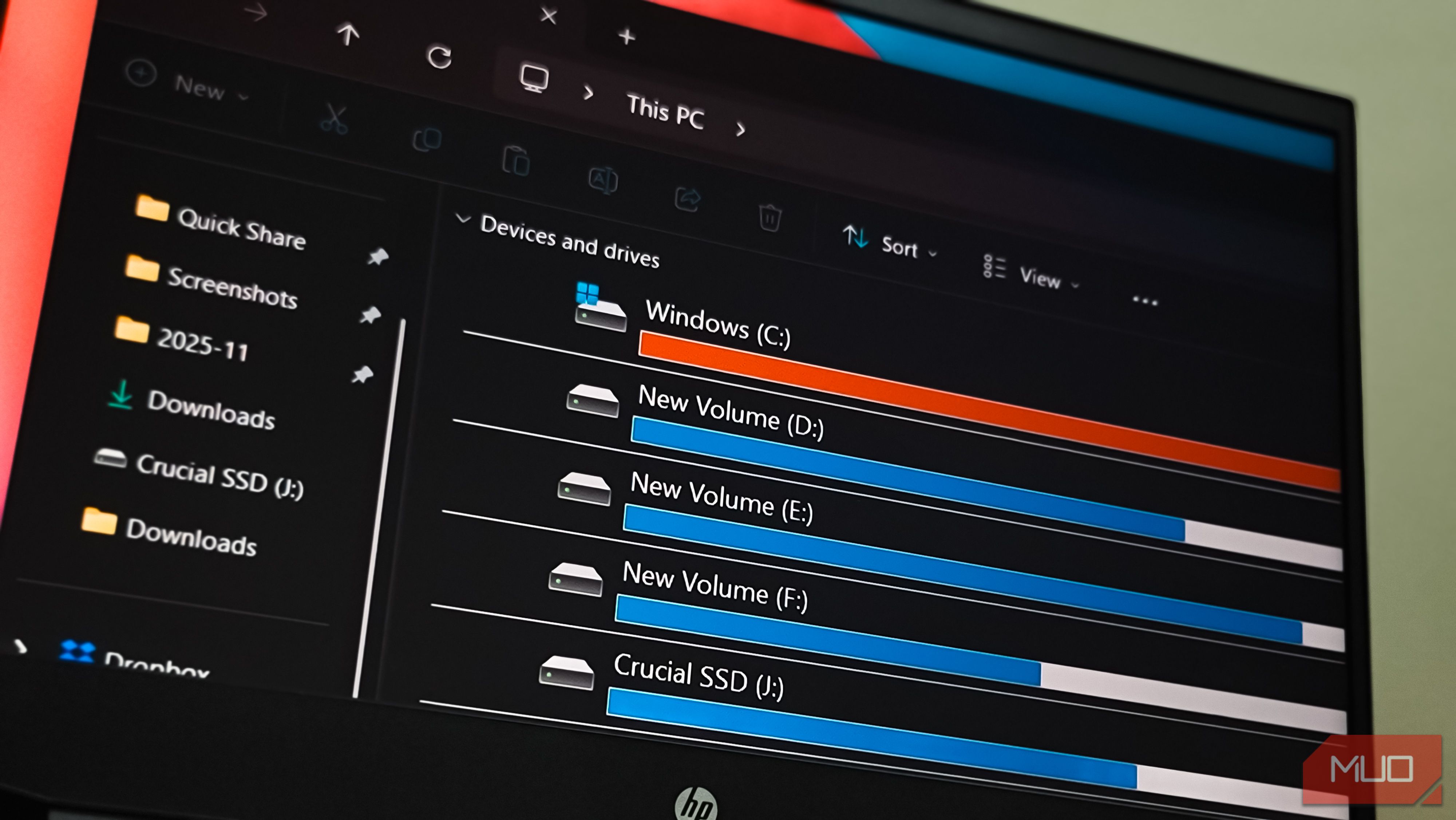 Windows 11 File Explorer This PC PC on a HP Laptop