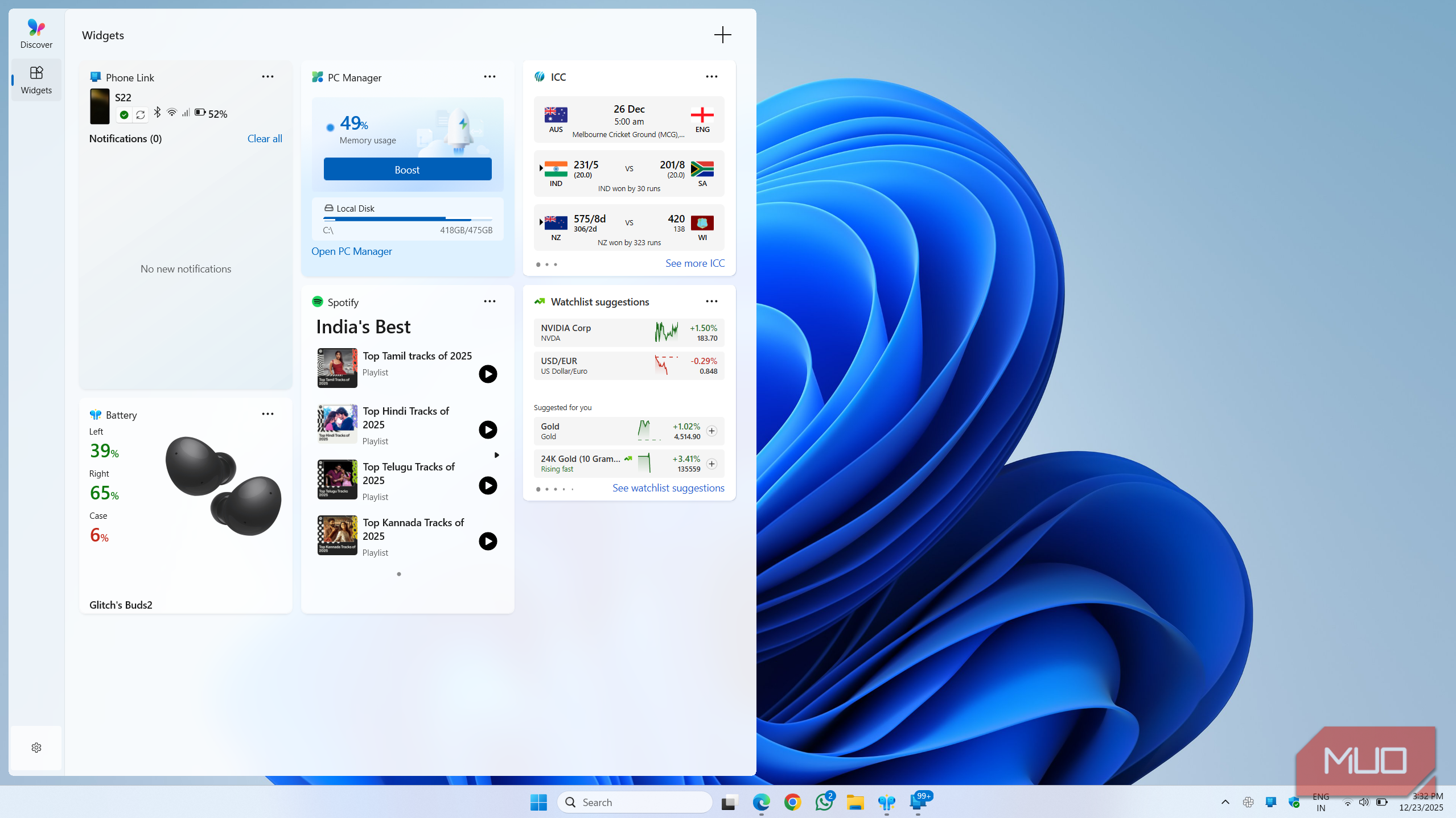 Windows 11 Widgets panel on desktop