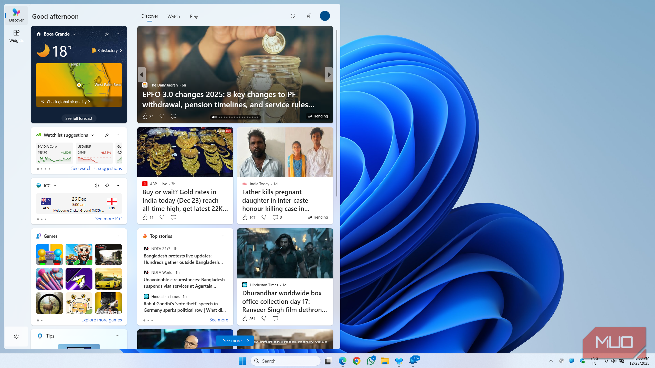 Windows 11 Widgets panel