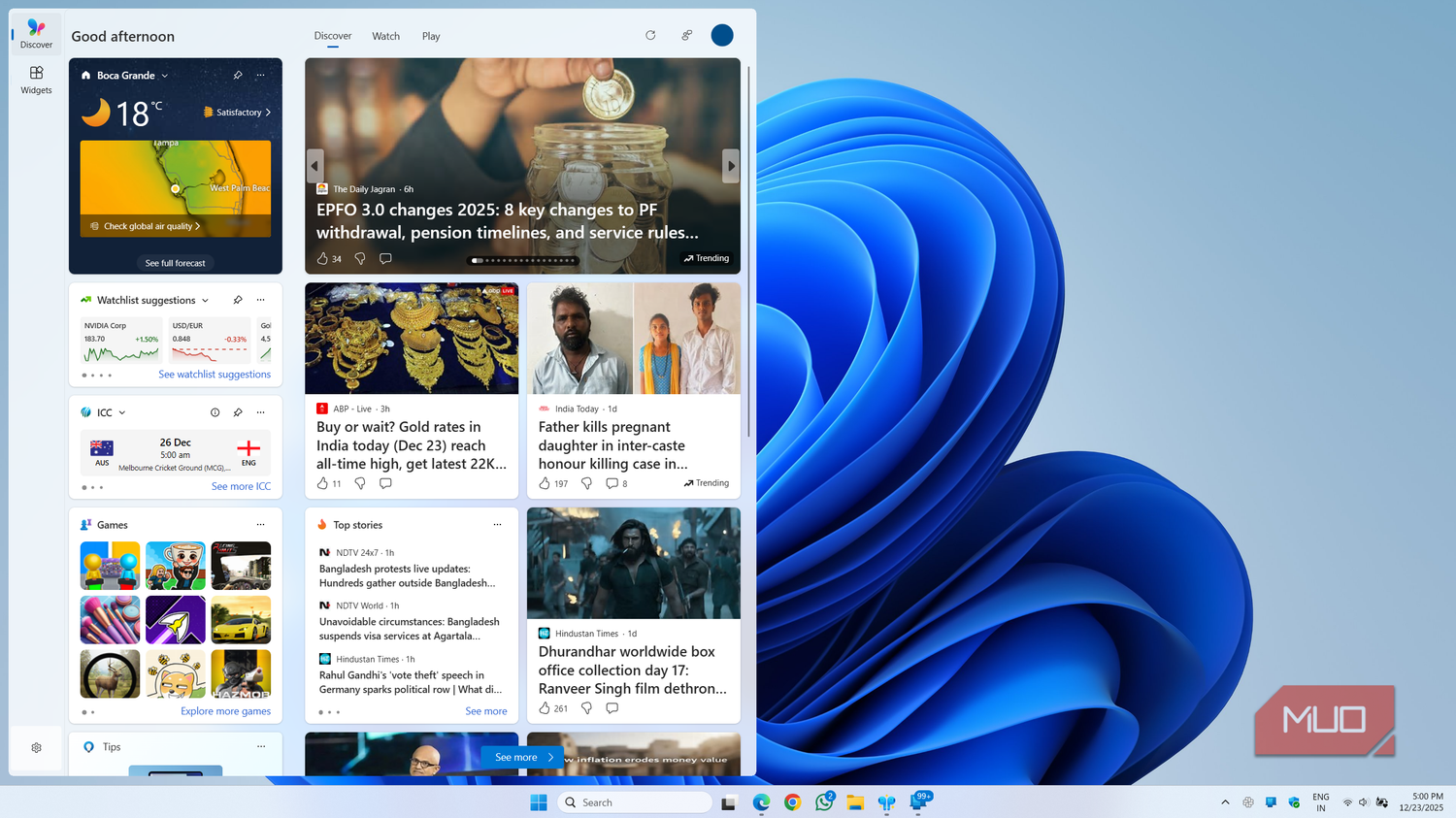 Windows 11 Widgets panel