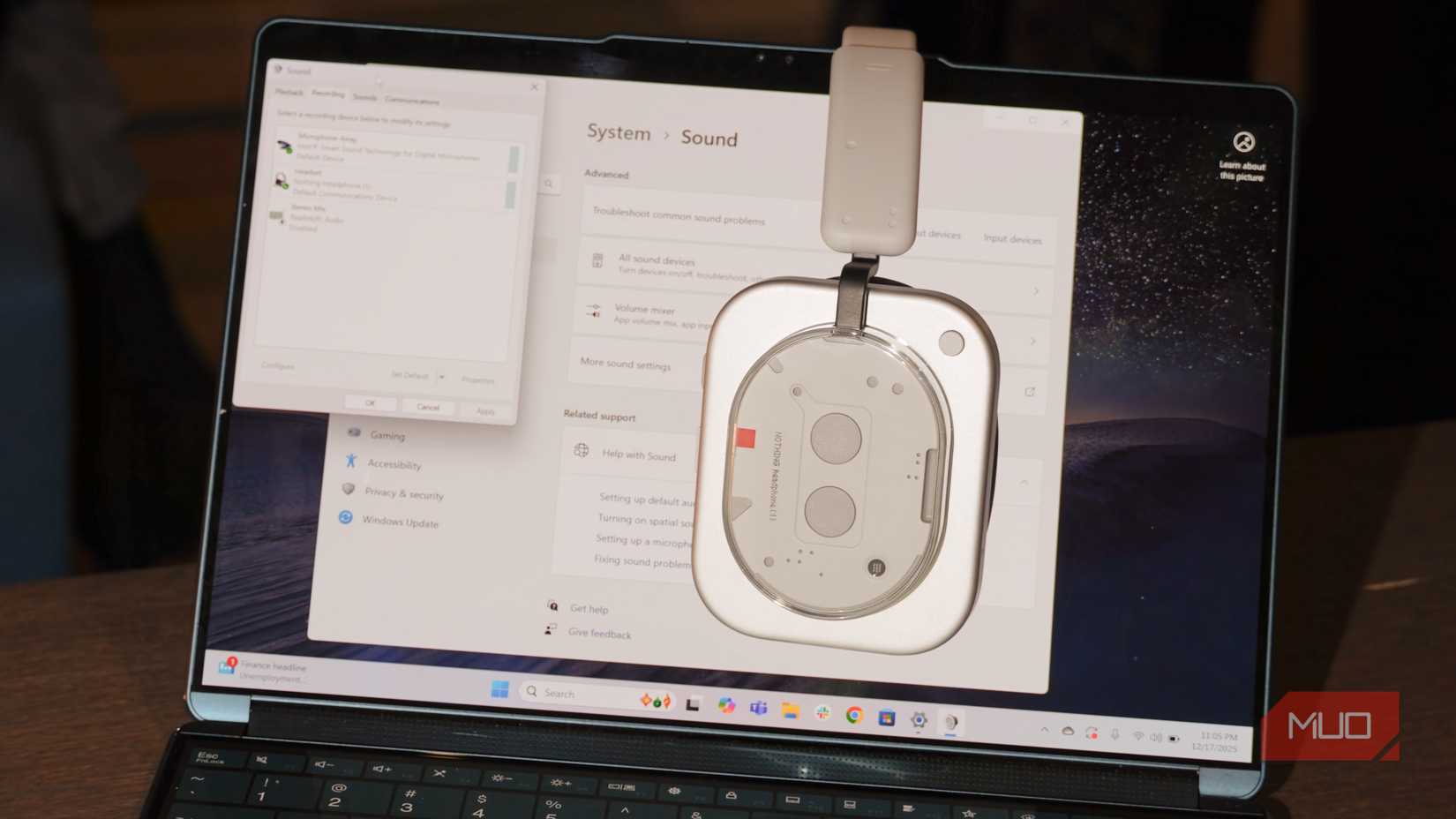 The Nothing Headphone 1 on a Windows laptop.