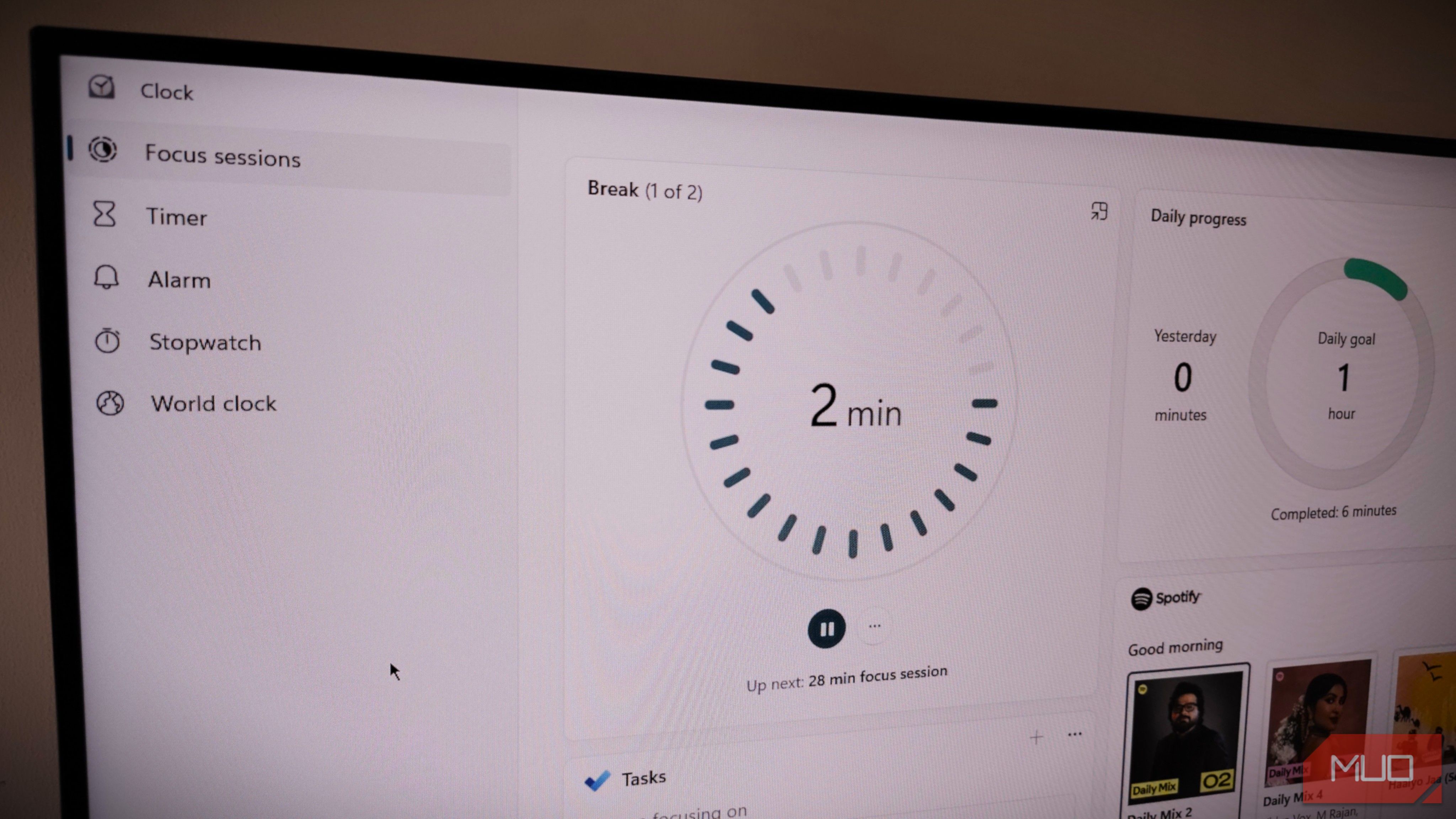 Windows Clock app on Desktop.