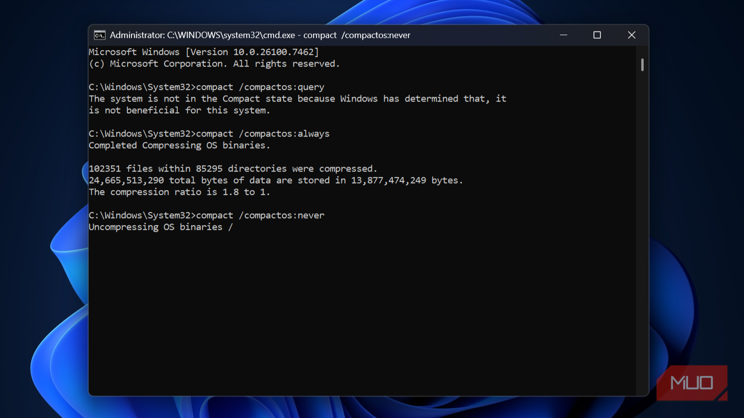 Compact Command I ran one Windows command and got back 11GB of space instantly
