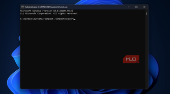 Windows command prompt with compactos command.