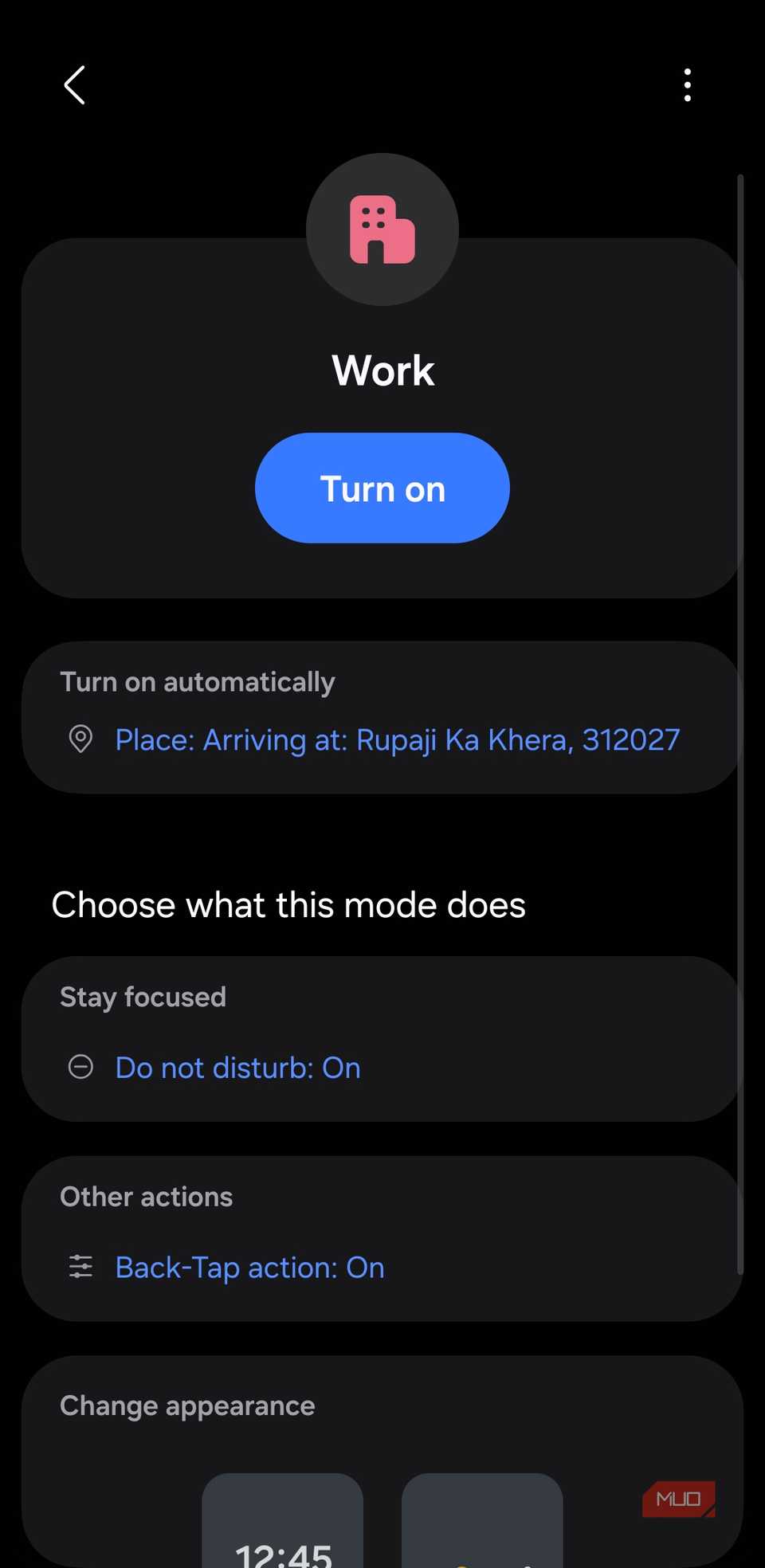 Work mode on Samsung phone