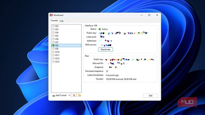 Una conexión WireGuard en Windows 11