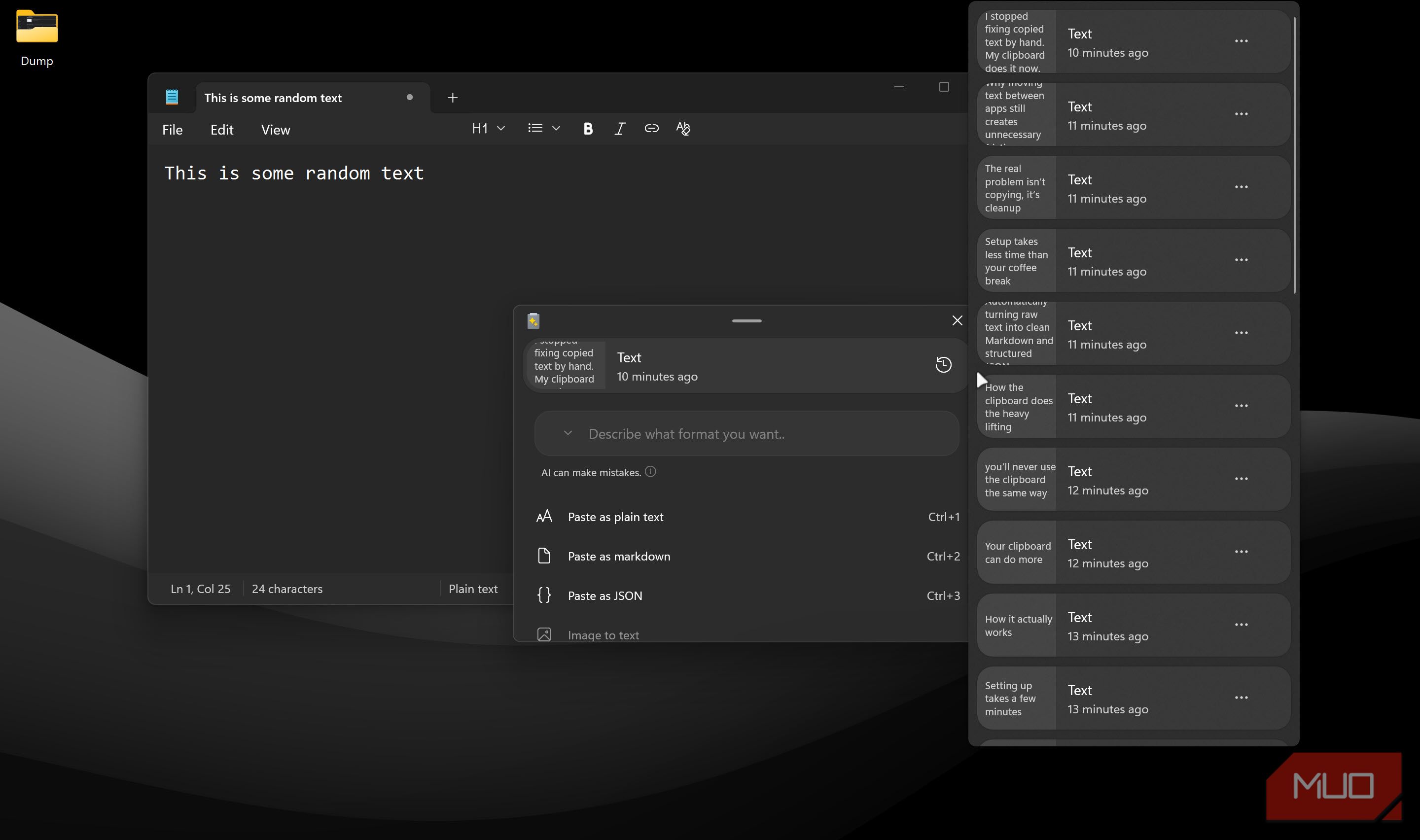 My clipboard now converts text to Markdown and JSON in one shortcut