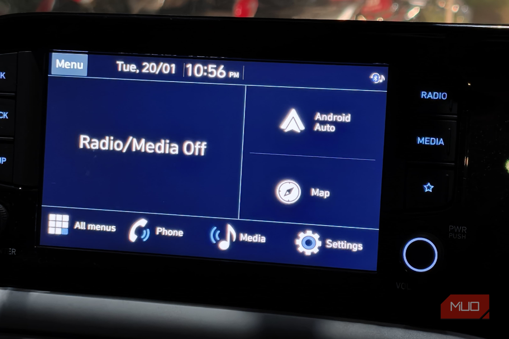Android Auto page on the dashboard