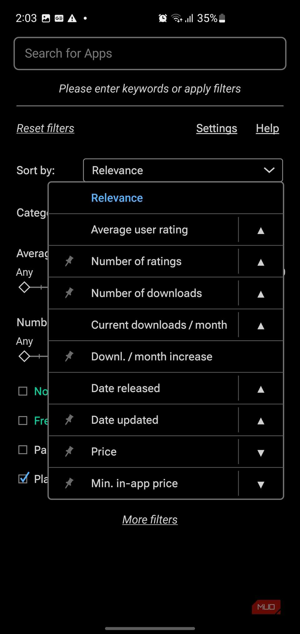 I use this advanced search engine to find specific apps the Play Store ...