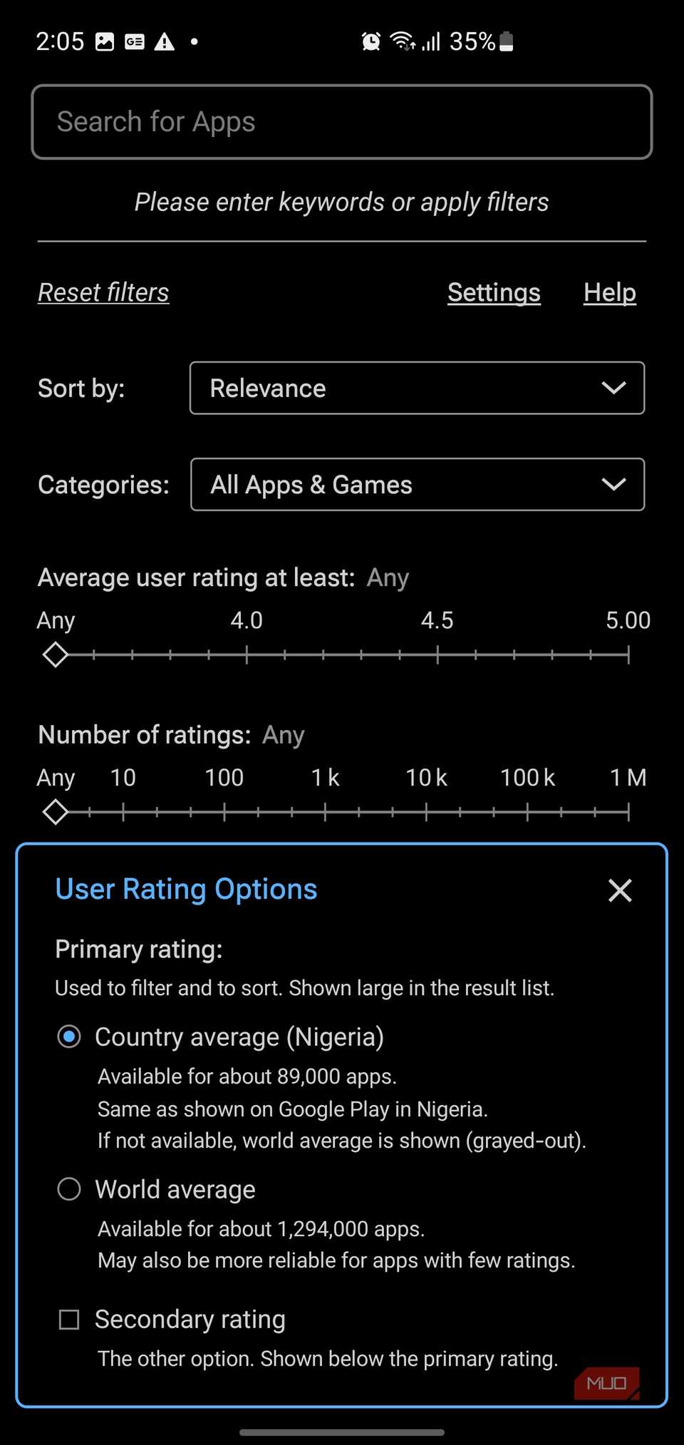 I use this advanced search engine to find specific apps the Play Store ...