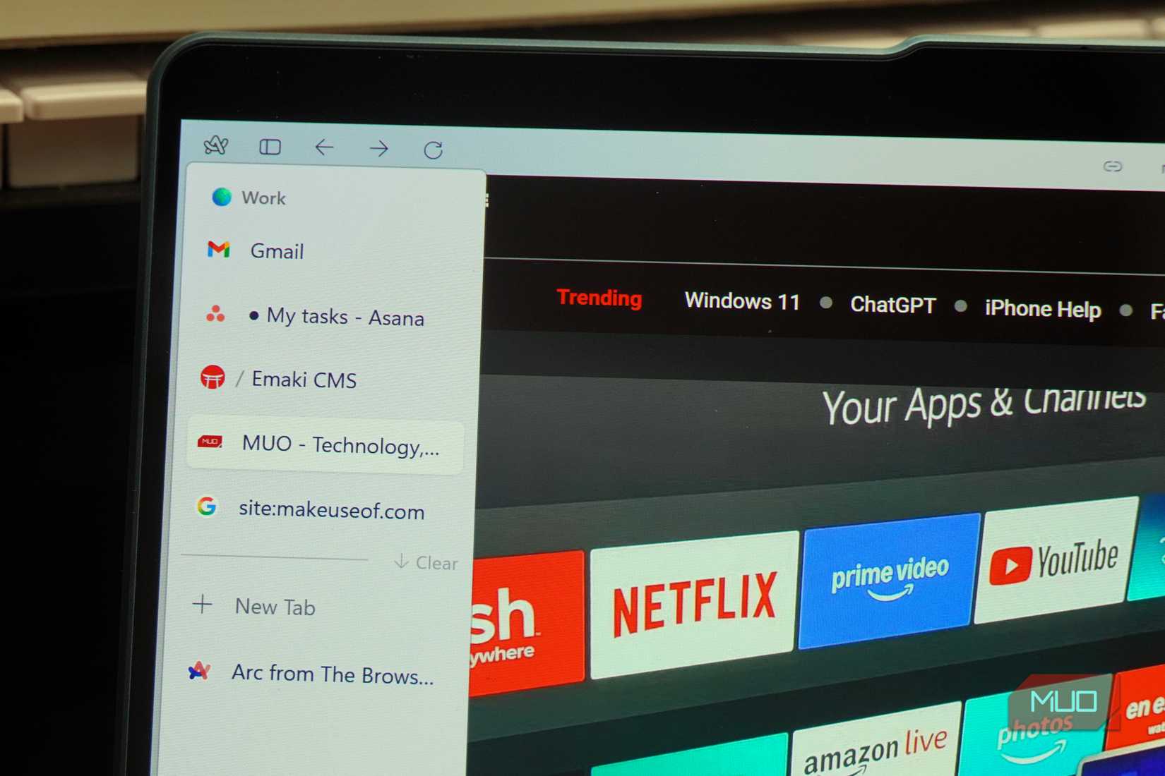استفاده از برگههای ابری در نمای عمودی در مرورگر Arc