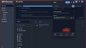 Bitwarden browser extension running with vaultwarden