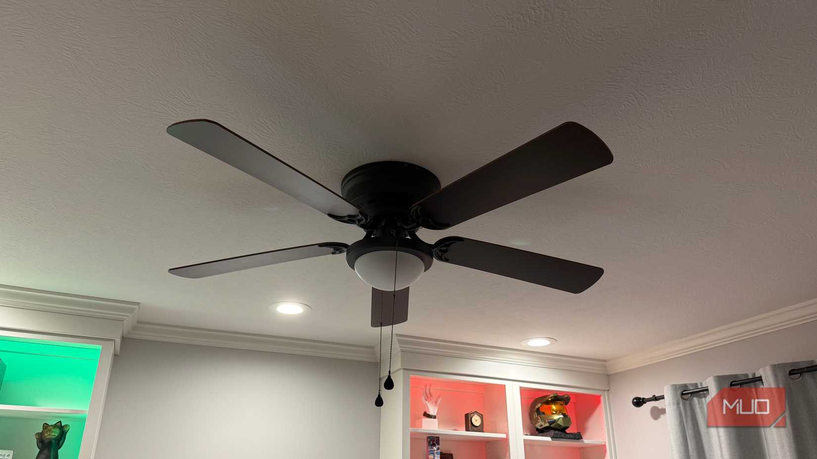 black ceiling fan off office
