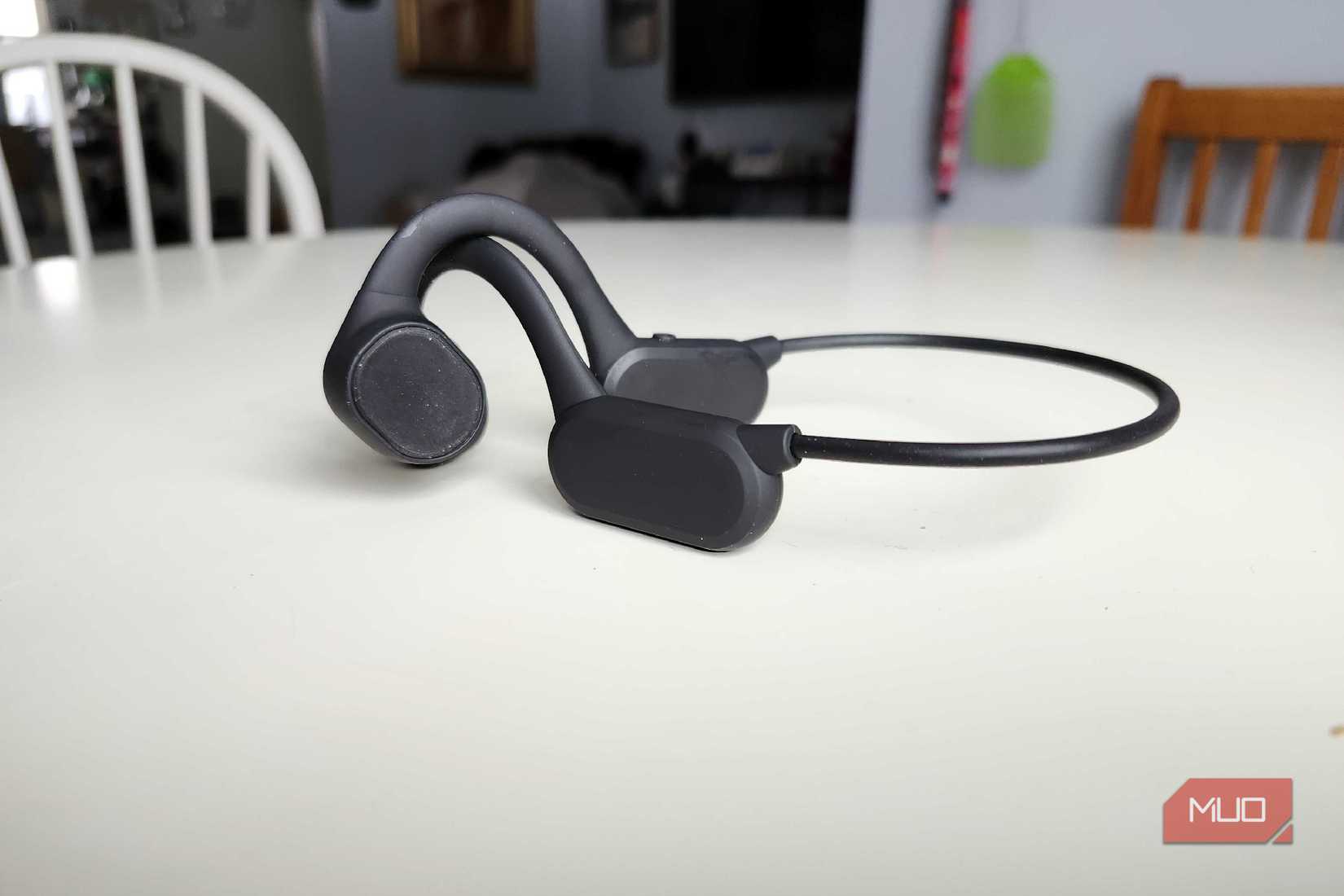 Bone Conduction Headphones on a white kitchen table