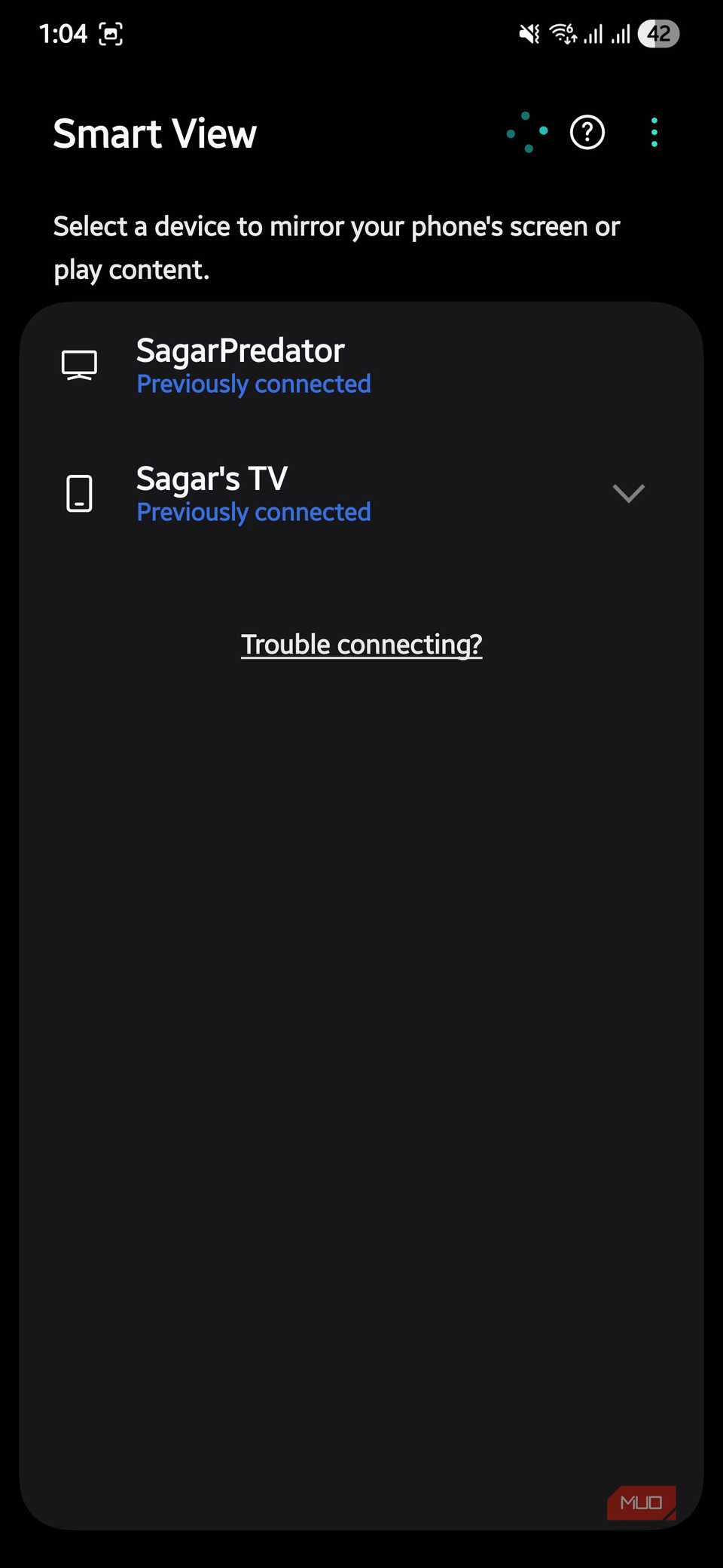 Lista de computadoras para transmitir la pantalla de Android a través de Smart View
