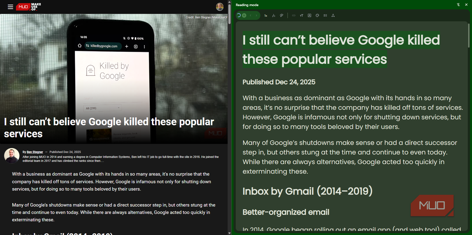 Chrome Text to Speech Reading Mode