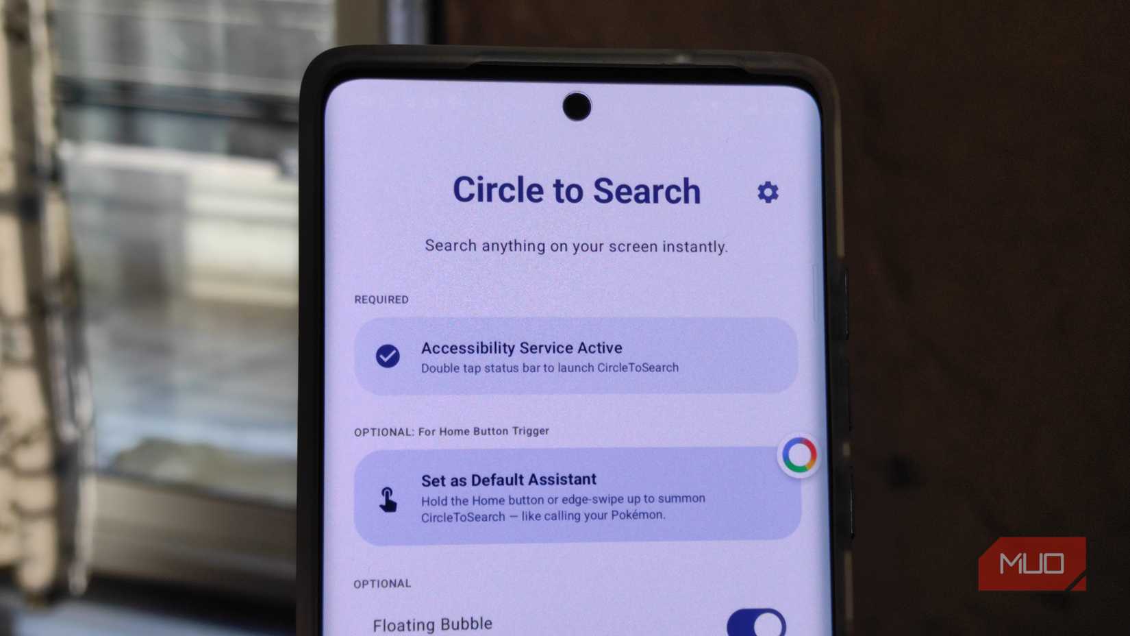 CircleToSearch app with accessiblility on.