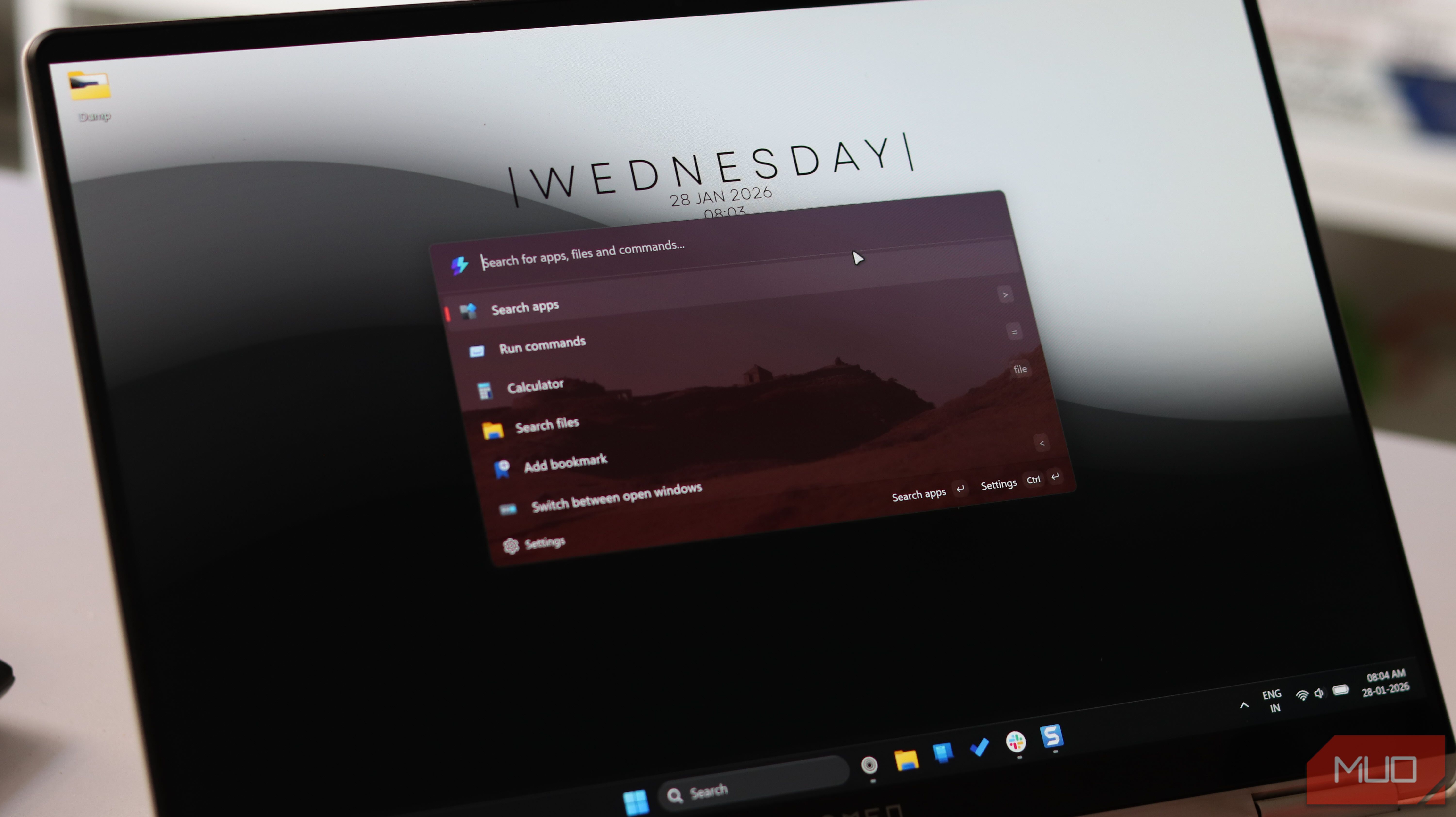 Command Palette with background on windows desktop.