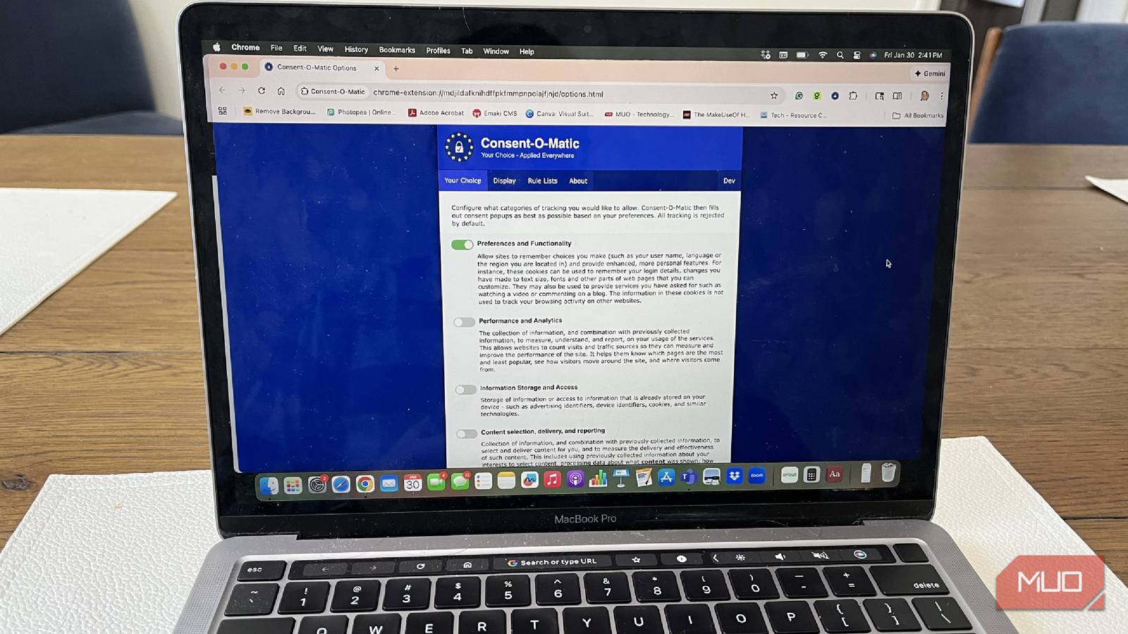 Consent-O-Matic on a MacBook Pro in Google Chrome