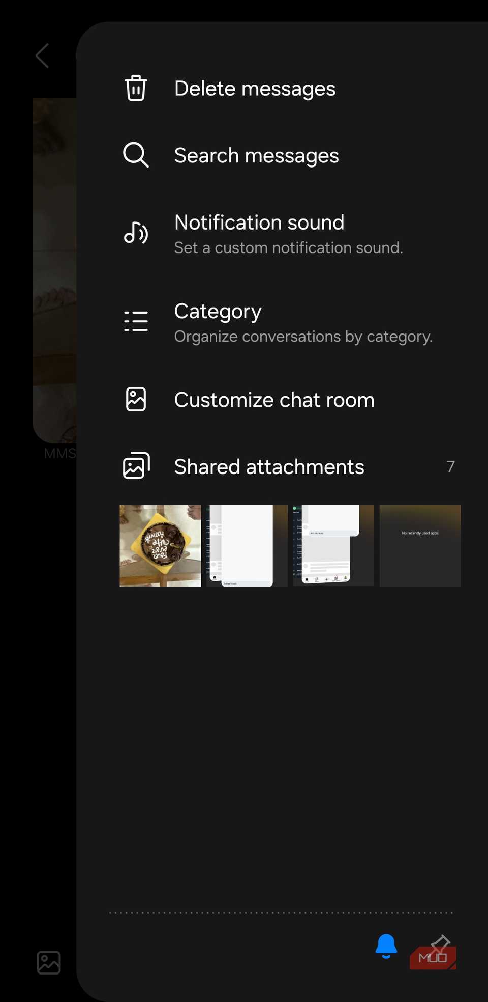 Customization options in Samsung Messages