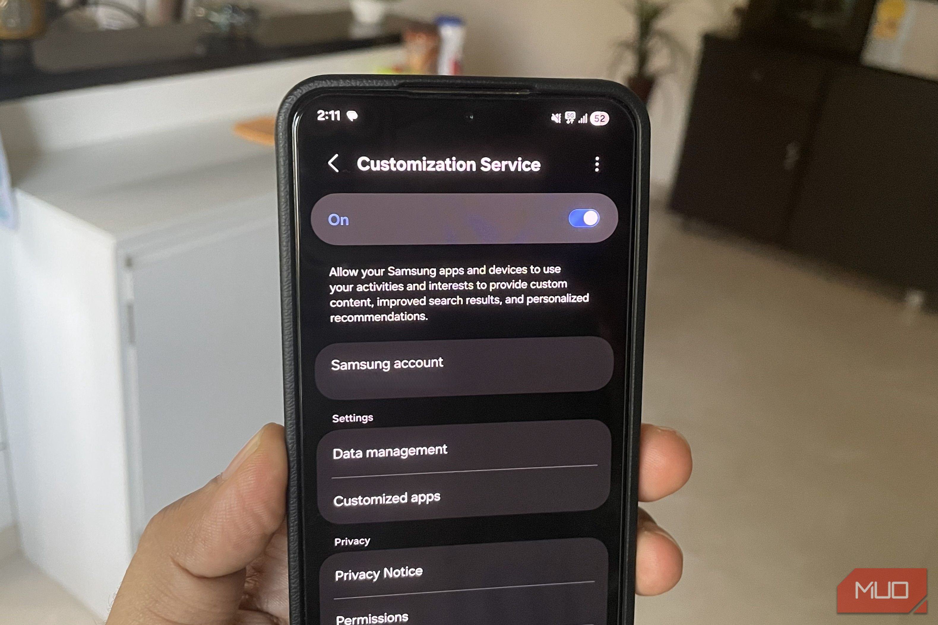 Customization Service on Samsung phone