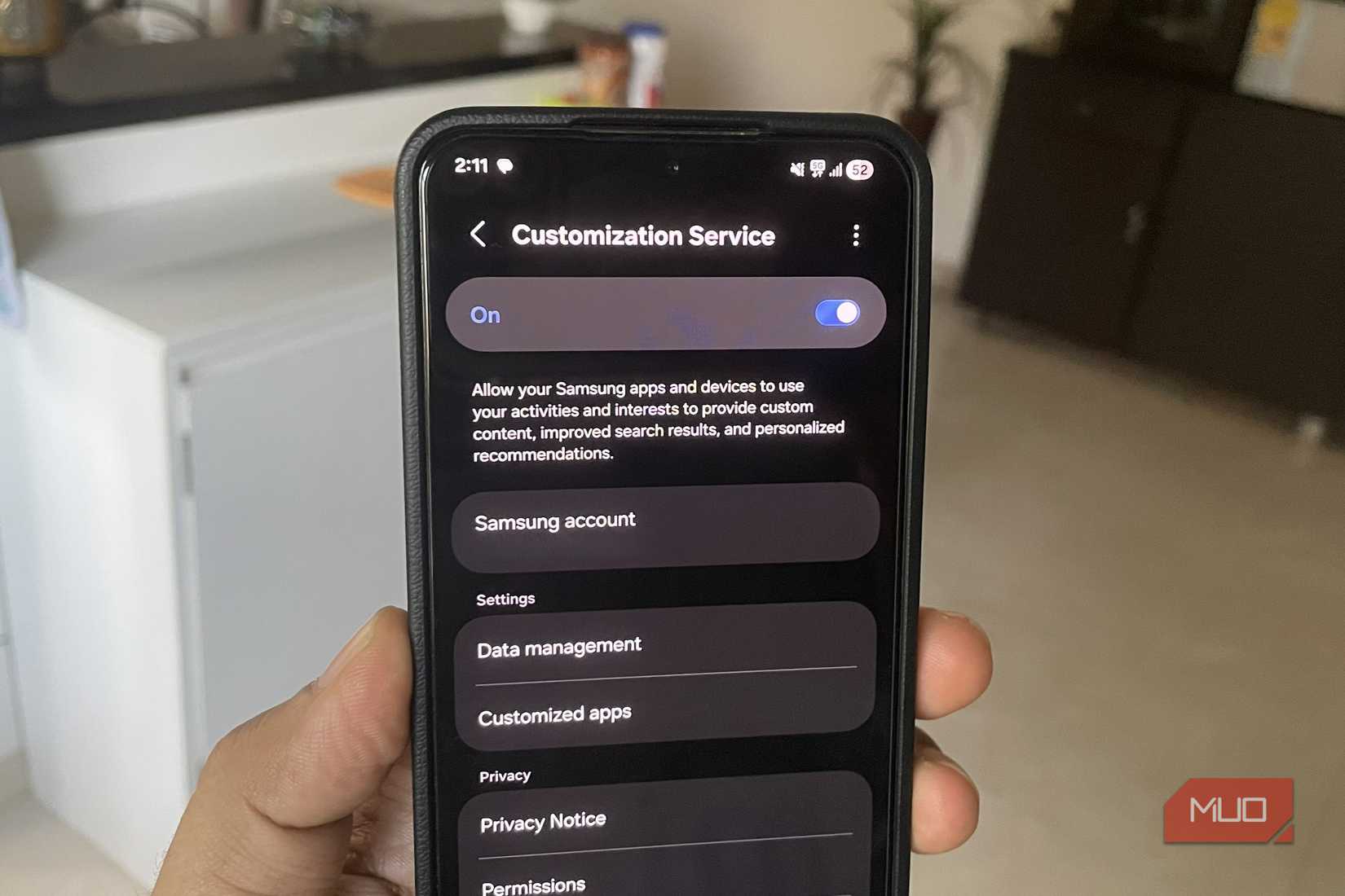 Customization Service on Samsung phone