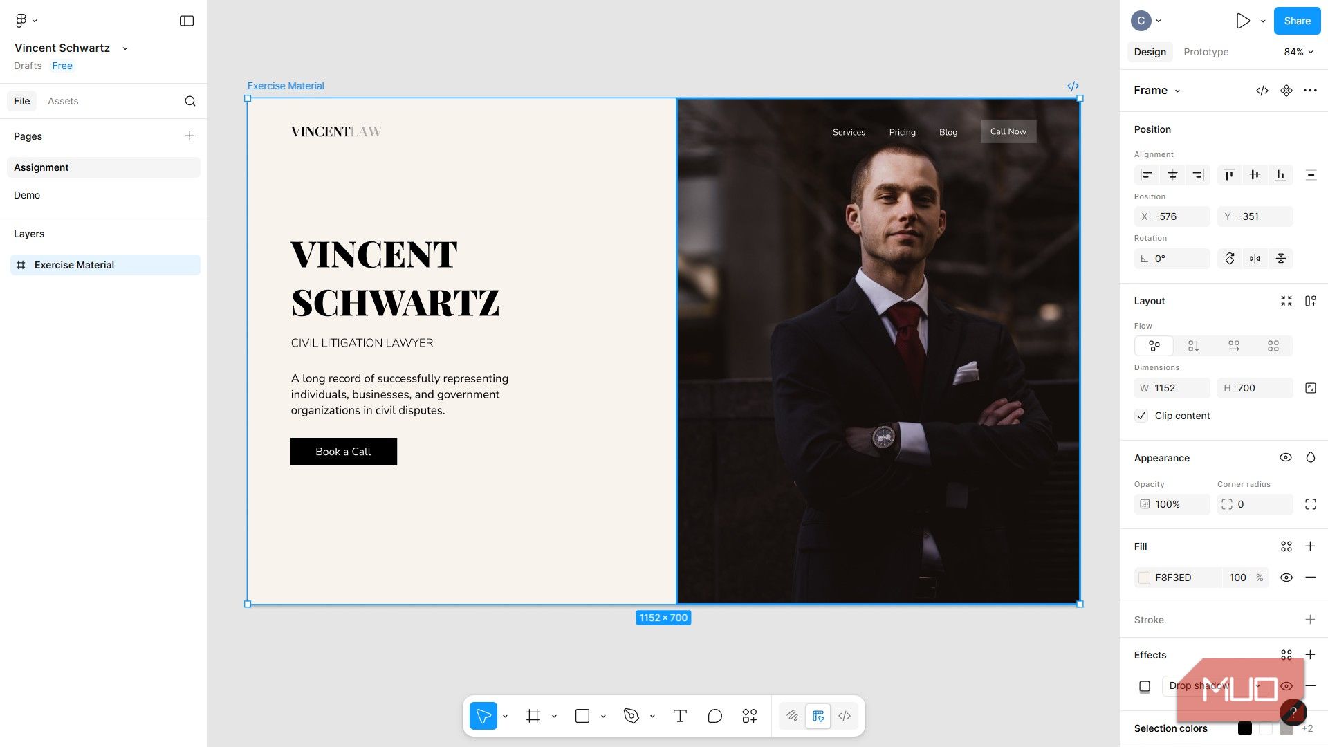 Designing a hero section in Figma