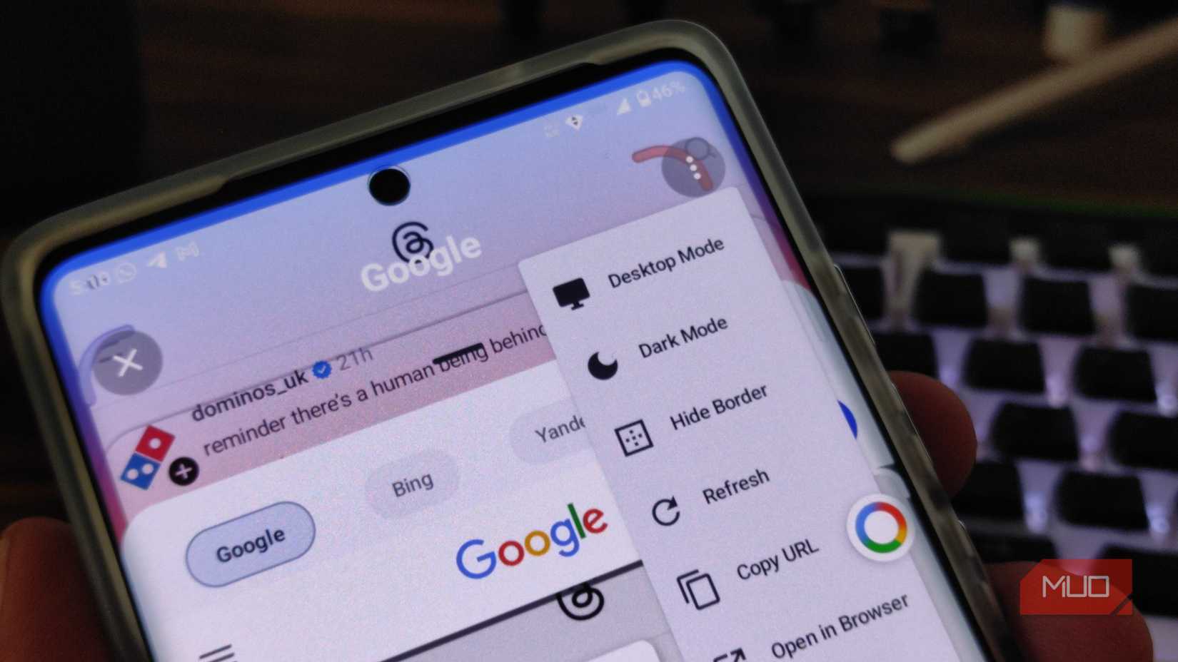 Desktop mode in CircleToSearch app on Android.