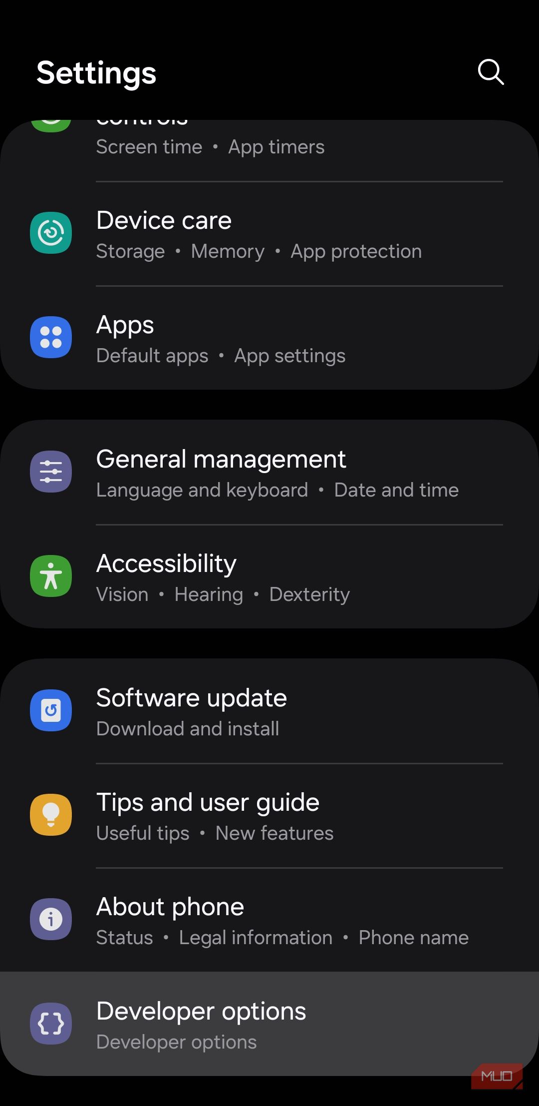 Developer Options on Android