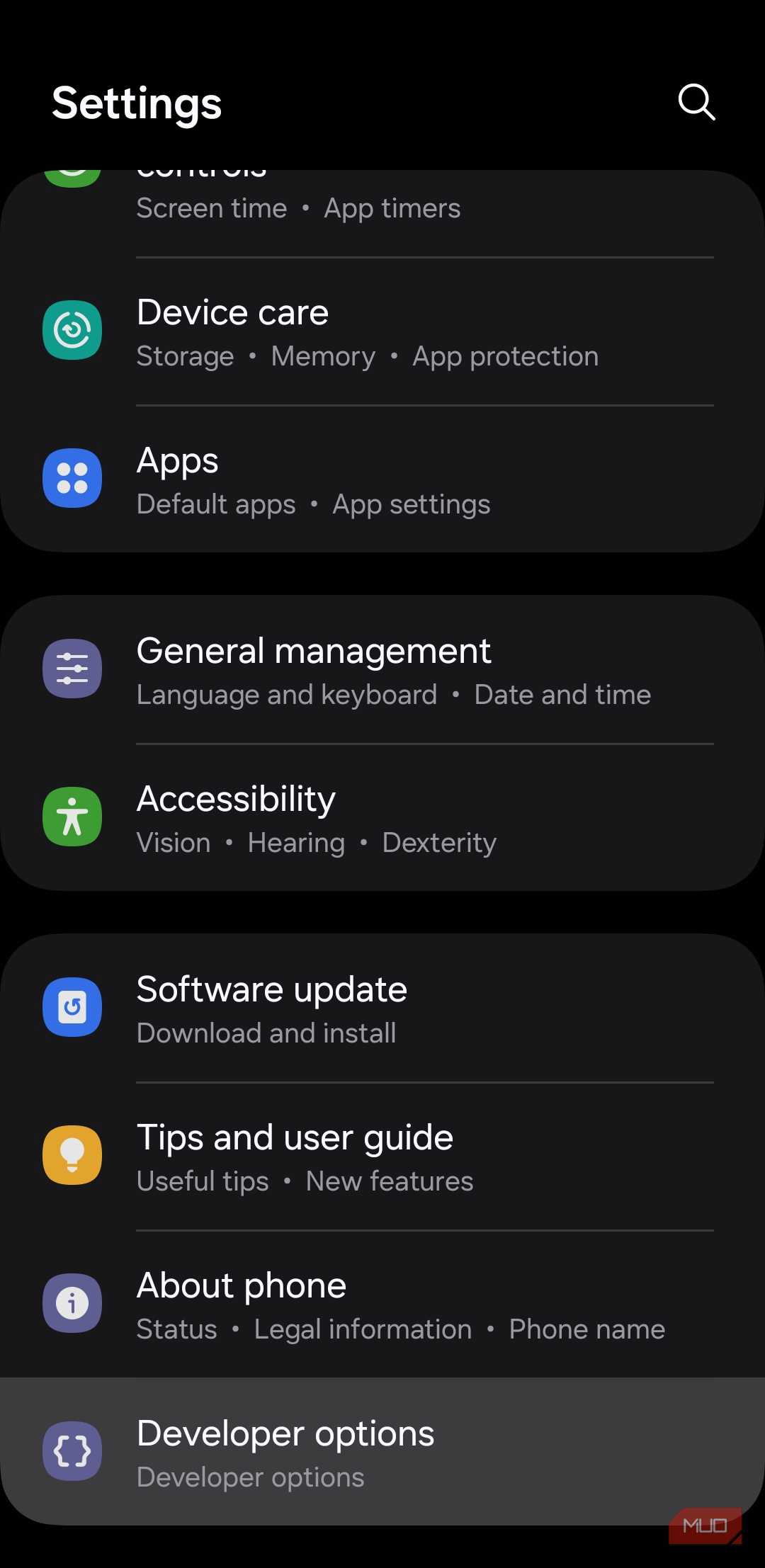 Developer Options on Android