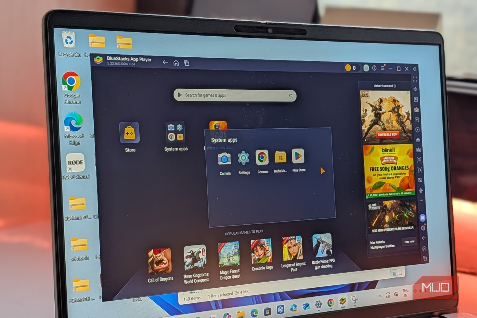 Downloaded BlueStacks on Windows