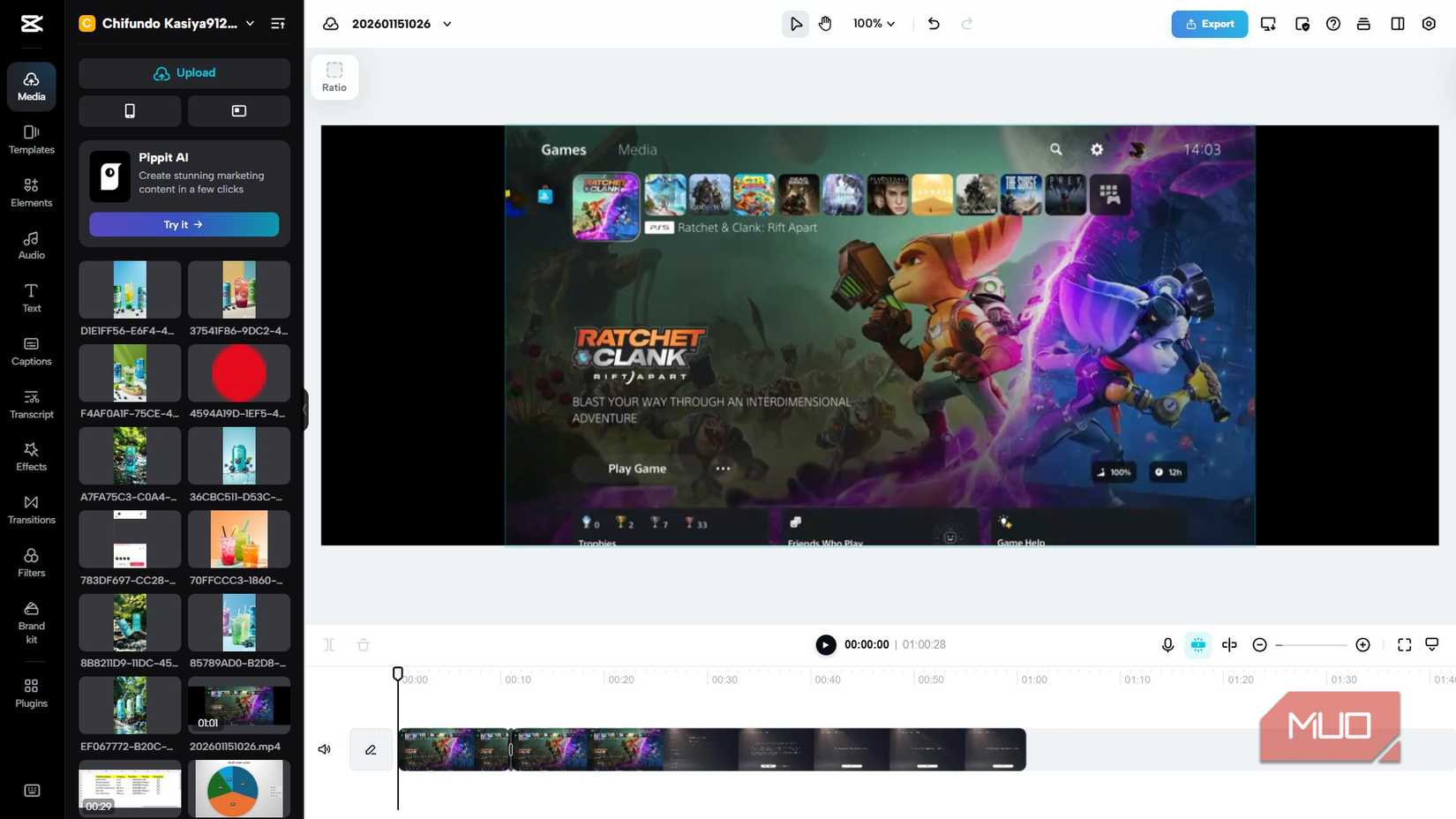 Editing a video in CapCut