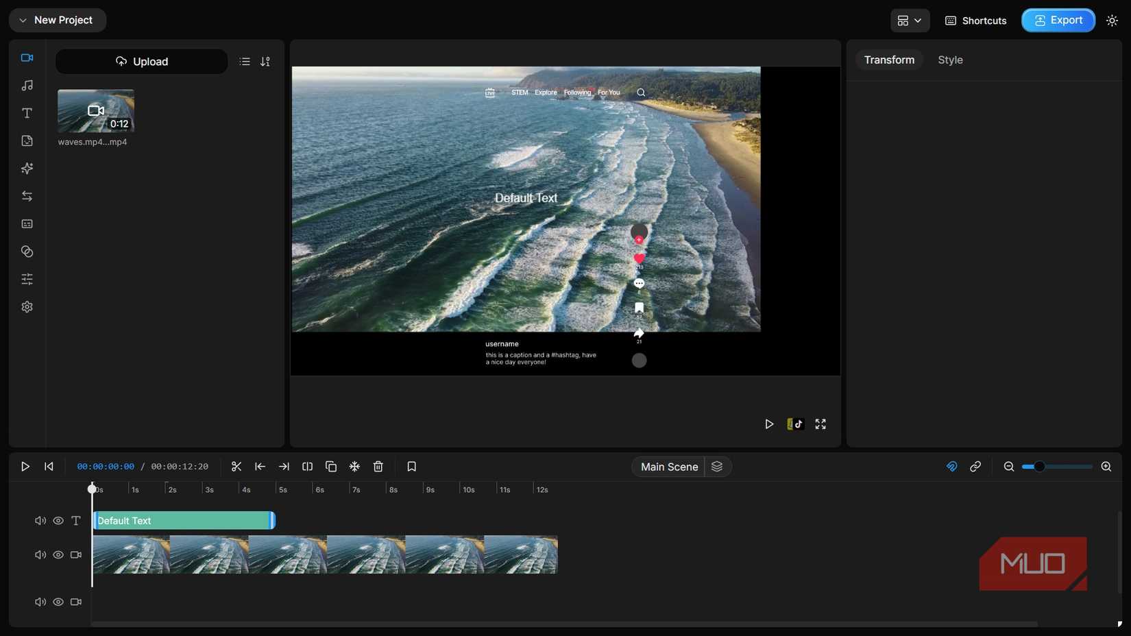 Editing a video in OpenCut