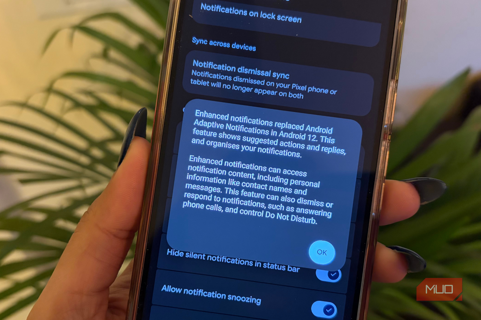 Enhanced notifications pop-up opened on Google Pixel 10 Pro