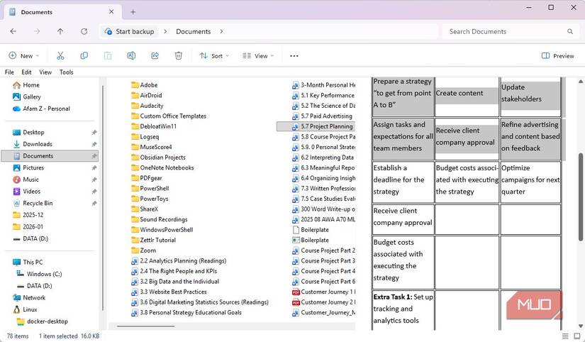 File Preview option in File Explorer