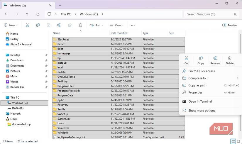 Files in a filled up SSD