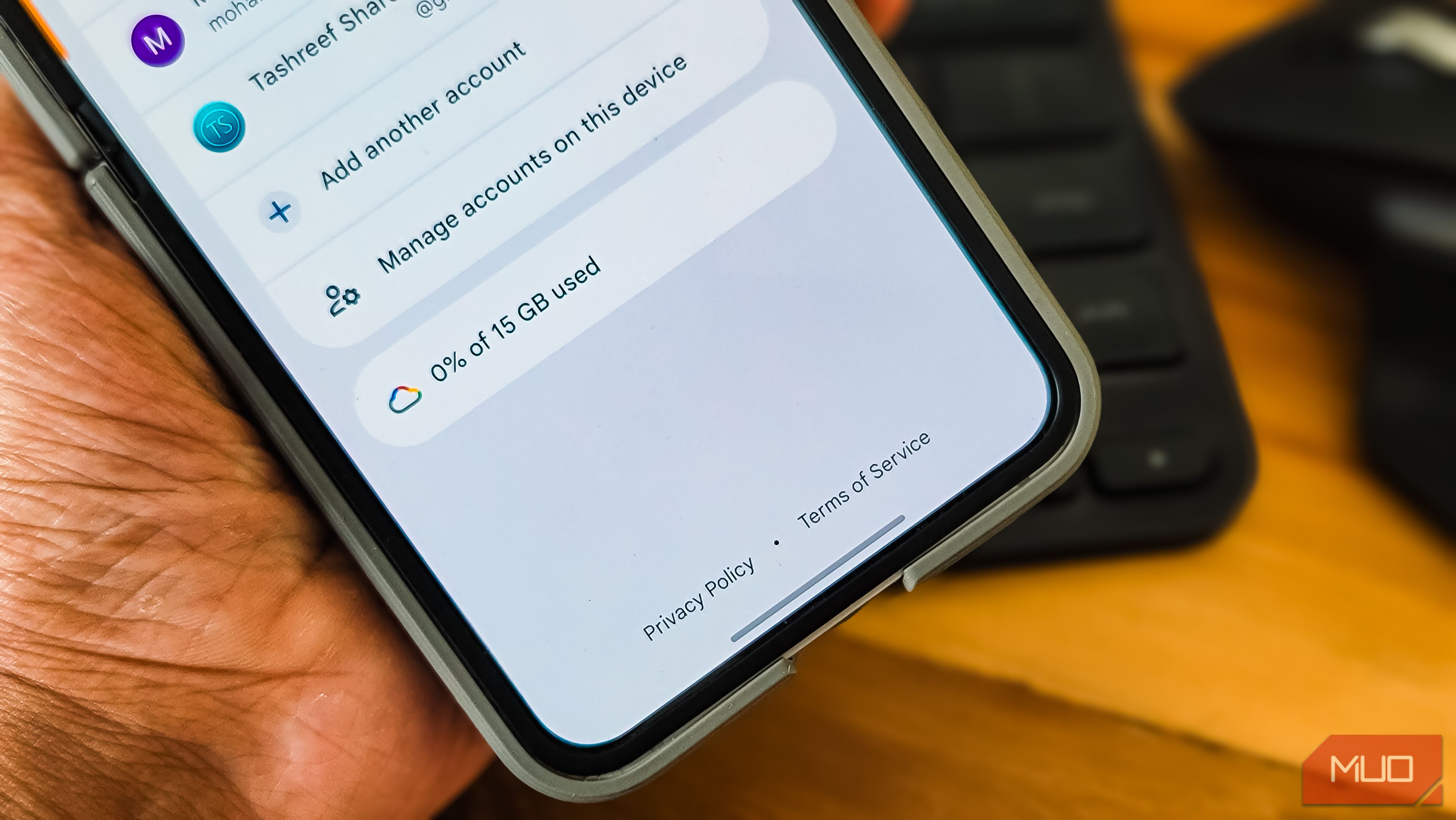 Gmail app showing storage usage on Samsung Galaxy Z Flip 6