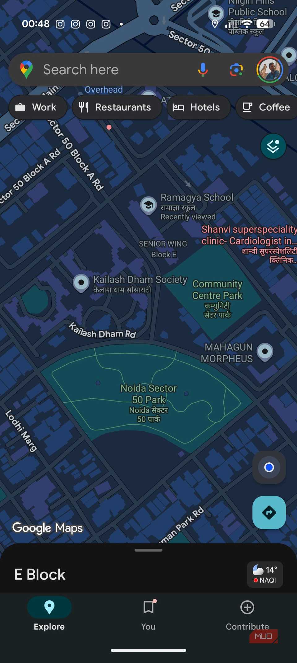 Google Maps app opened on Android