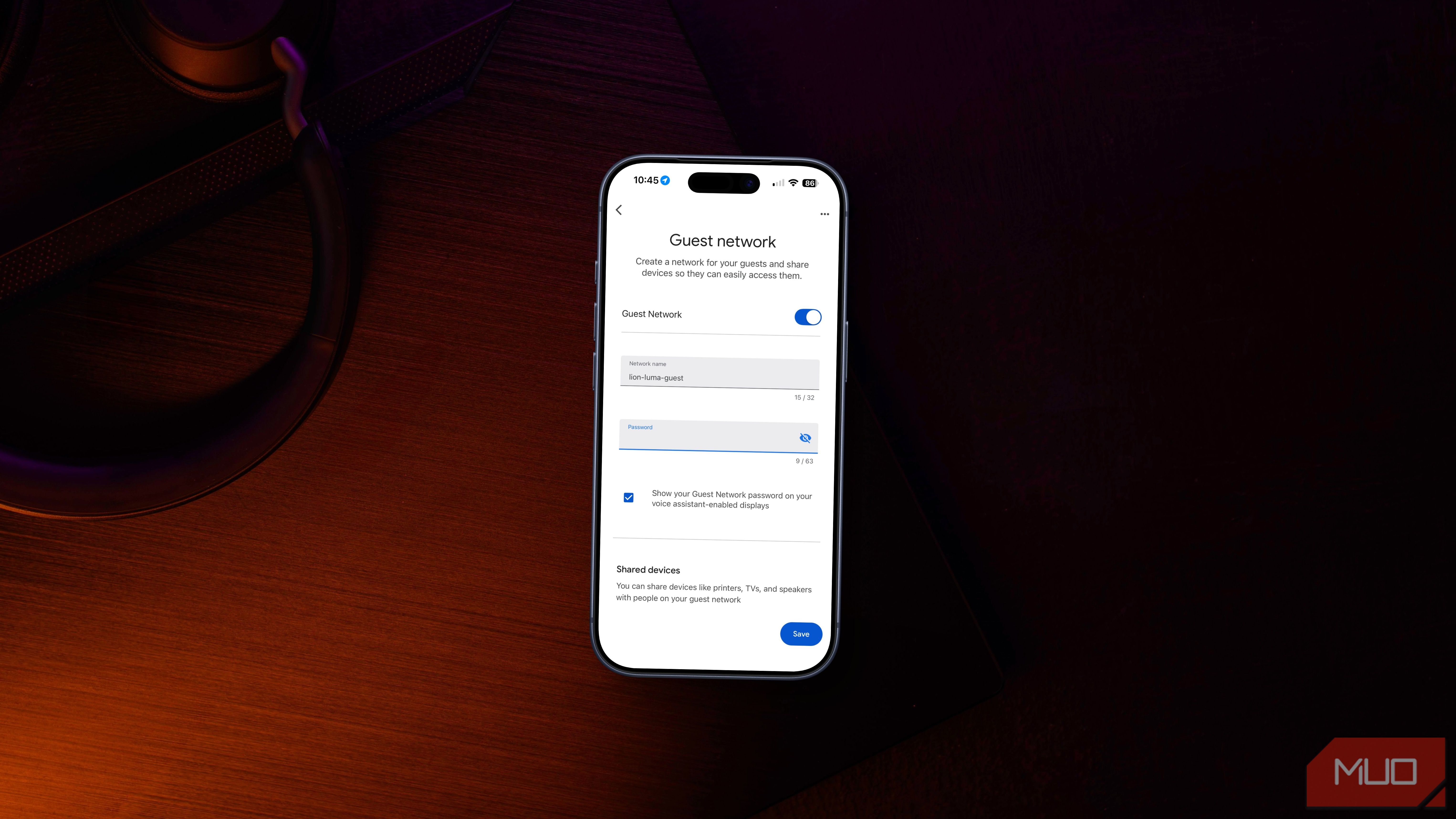Una captura de pantalla que muestra la configuración de una red de invitados en Google Nest a través de un iPhone.
