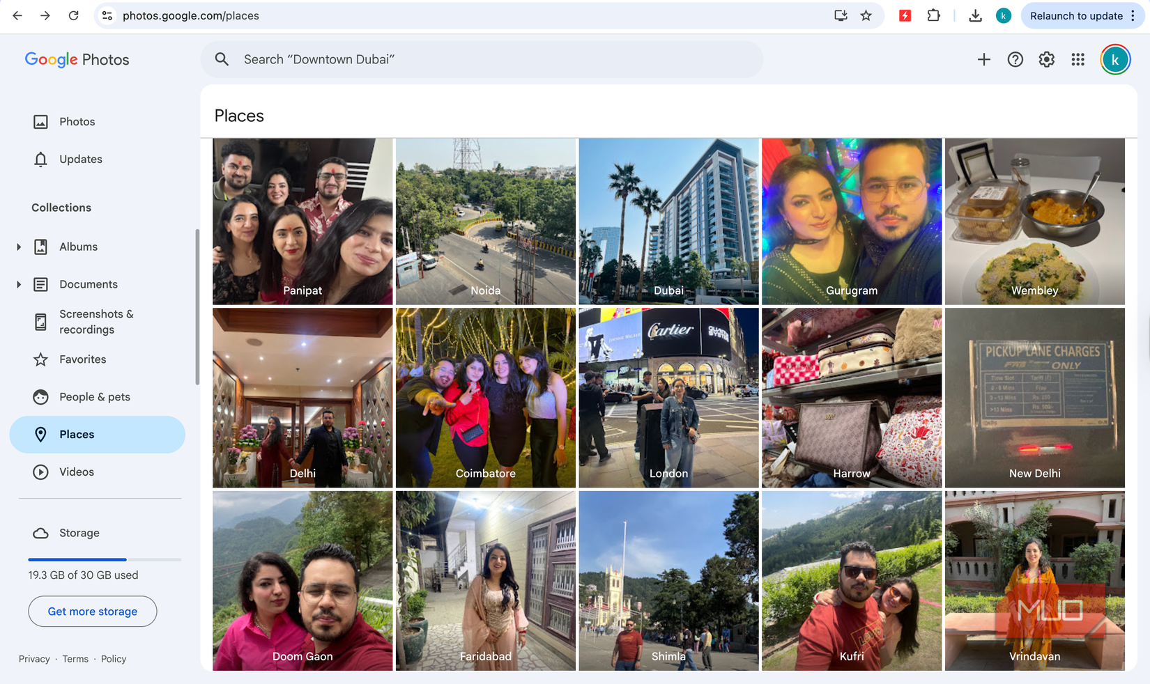 Google Photos by places