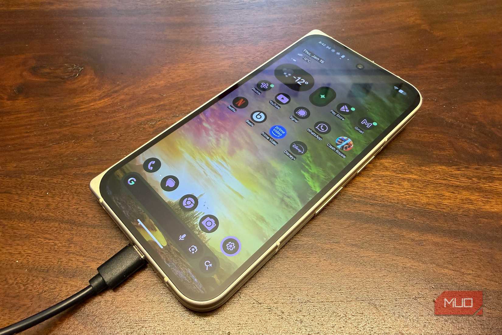 A Googl Pixel 10 Pro Fold being charged.