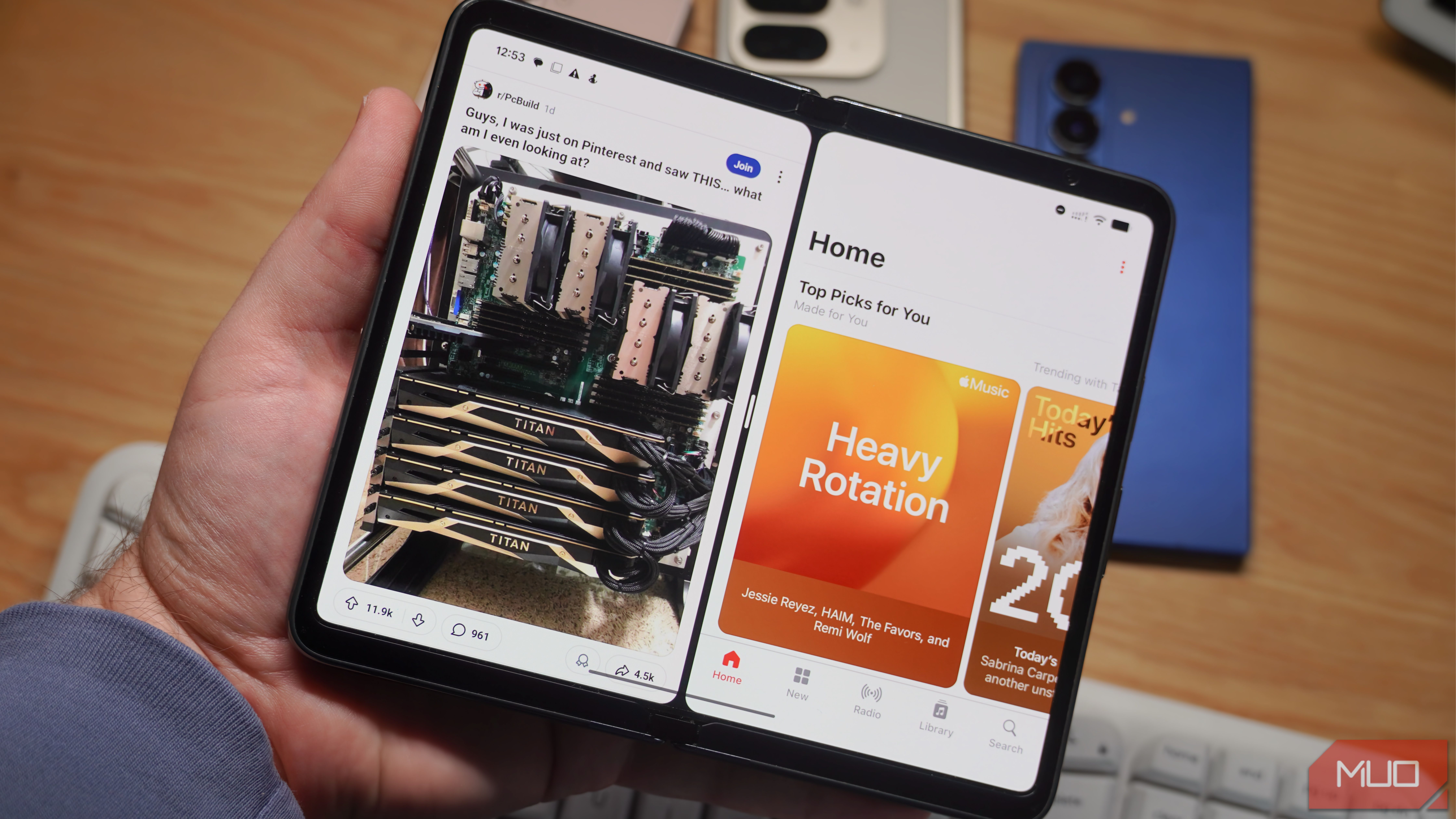 Split screen view on a Google Pixel phone.
