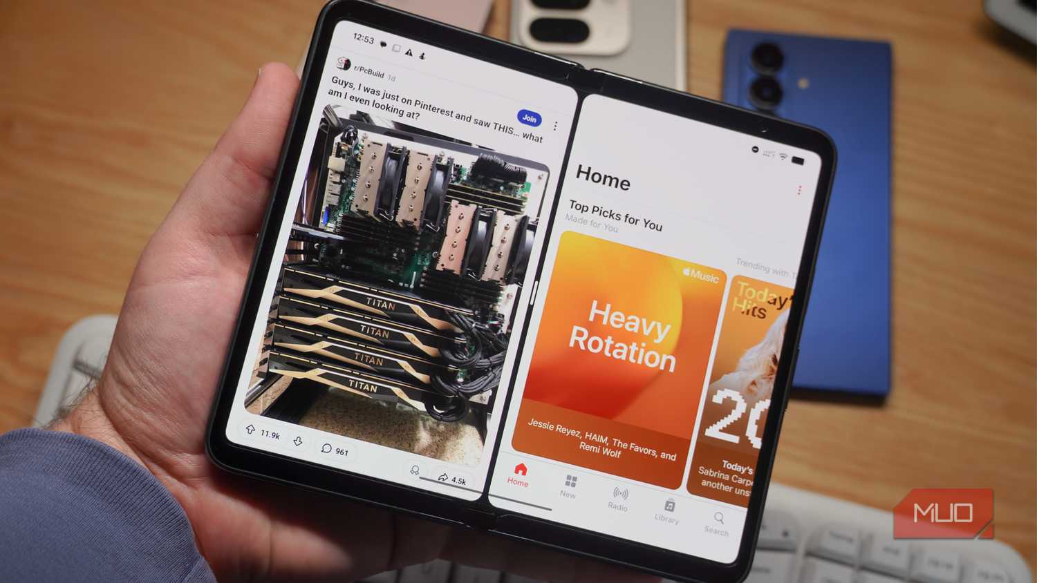 Split screen view on a Google Pixel phone.