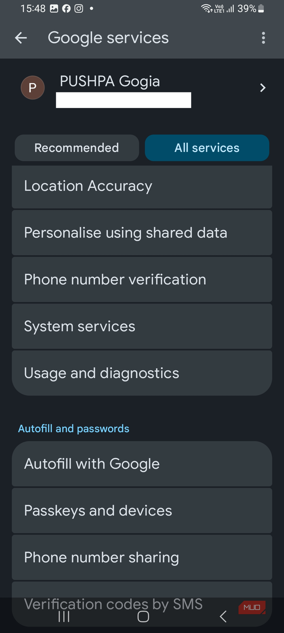 Google services on Samsung phone