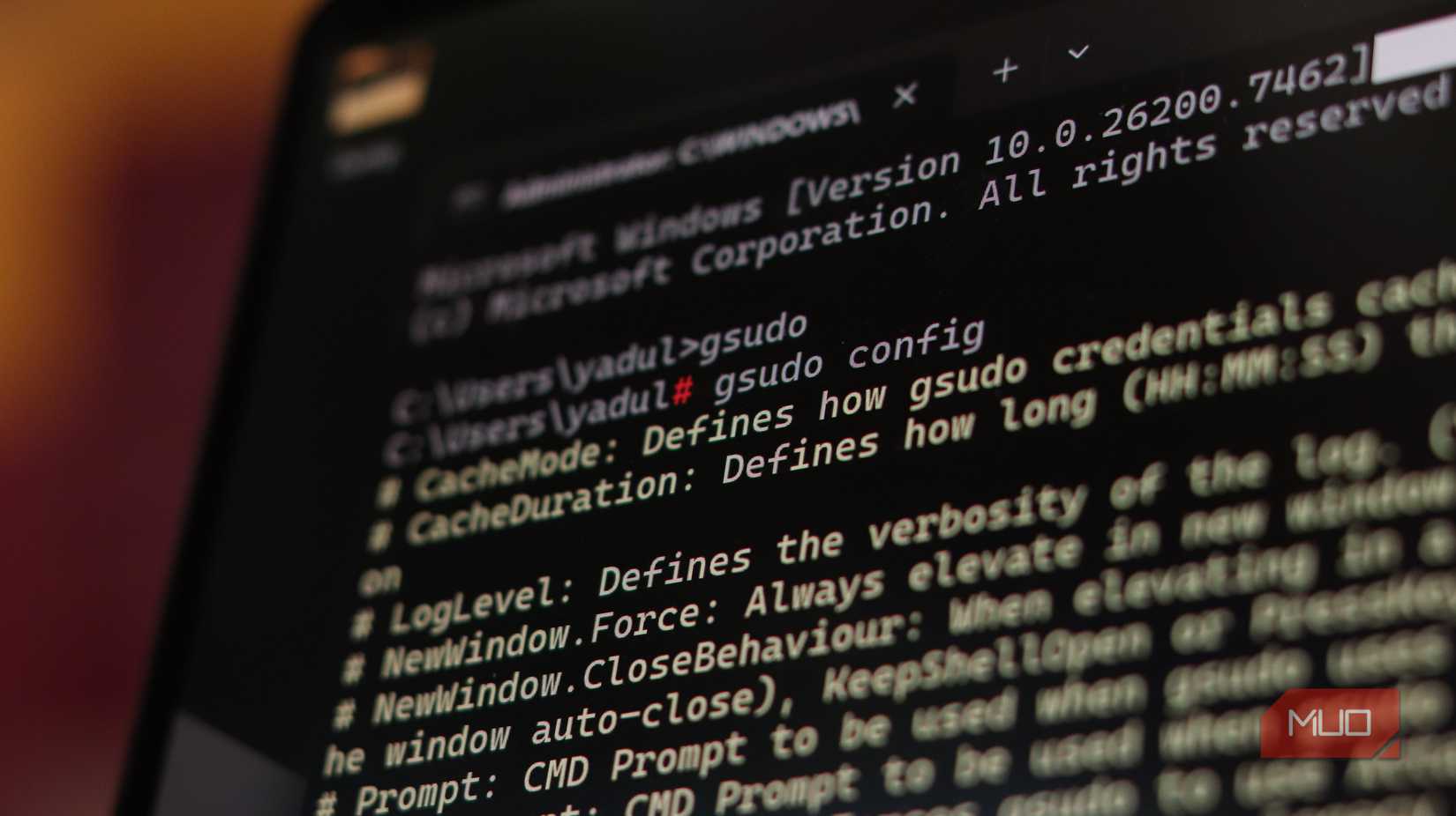 gsudo configuration open in Windows terminal.