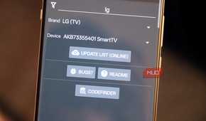 Selecting a TV brand in the irplus app.
